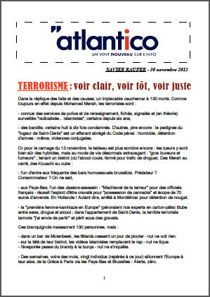 TERRORISME : voir clair, voir tôt, voir juste