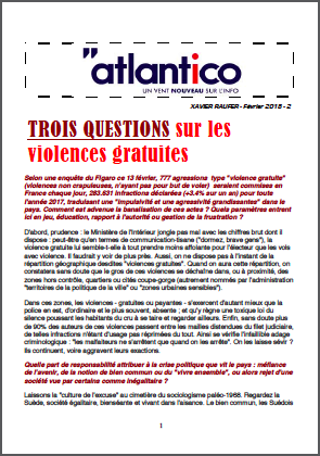 TROIS QUESTIONS sur les violences gratuites