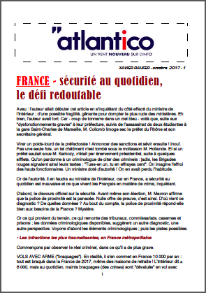 FRANCE – sécurité au quotidien, le défi redoutable