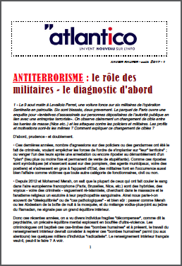 ANTITERRORISME : le rôle des militaires – le diagnostic d’abord