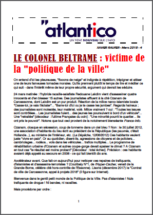 LE COLONEL BELTRAME : victime de la « politique de la ville »