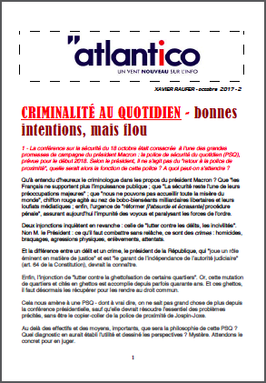 CRIMINALITÉ AU QUOTIDIEN – bonnes intentions, mais flou