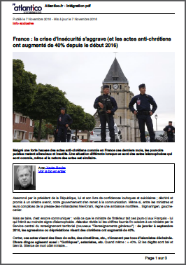 France : la crise d’insécurité s’aggrave (et les actes anti-chrétiens ont augmenté de 40% depuis le début 2016)
