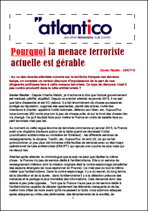 Pourquoi la menace terroriste actuelle est gérable