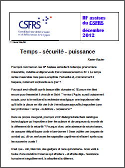 IIIe assises du CSFRS – Temps – sécurité – puissance