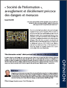 “Société de l’information, aveuglement et décèlement précoce des dangers et menaces”