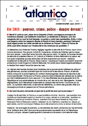Eté 2018 : pouvoir, crime, police – danger devant !