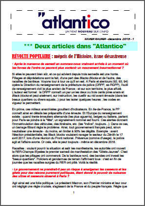 Deux articles dans « Atlantico »