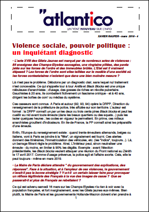 Violence sociale, pouvoir politique : un inquiétant diagnostic