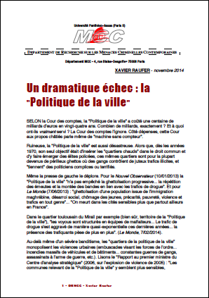 Un dramatique échec : la « Politique de la ville »