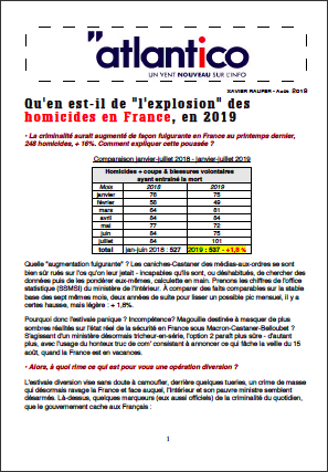 Qu’en est-il de « l’explosion » des homicides en France, en 2019