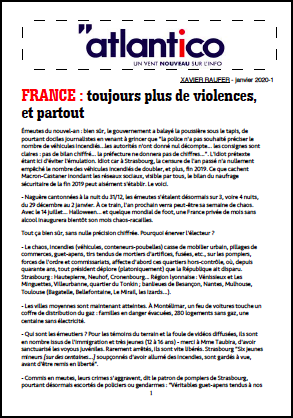 FRANCE : toujours plus de violences, et partout