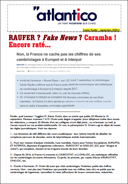 RAUFER ? Fake News ? Caramba ! Encore raté…