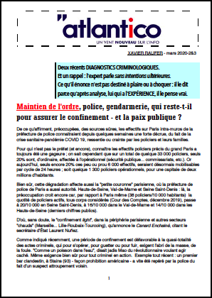 Maintien de l’ordre, police, gendarmerie, qui reste-t-il pour assurer le confinement – et la paix publique ?