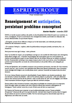 Renseignement et anticipation, persistant problème conceptuel