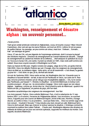 Washington, renseignement et désastre afghan : un souvenir personnel…