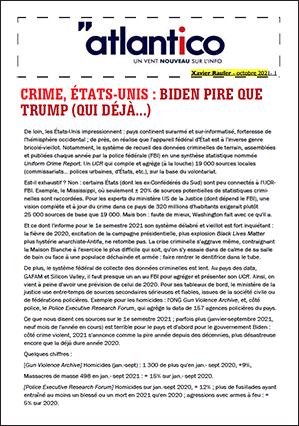 CRIME, ÉTATS-UNIS : BIDEN PIRE QUE TRUMP (QUI DÉJÀ…)