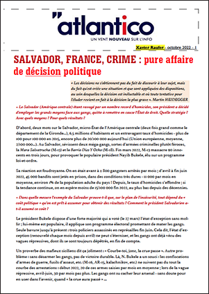 SALVADOR, FRANCE, CRIME : pure affaire de décision politique