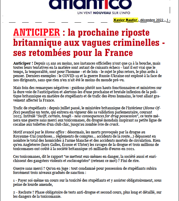 ANTICIPER : la prochaine riposte britannique aux vagues criminelles – ses retombées pour la France