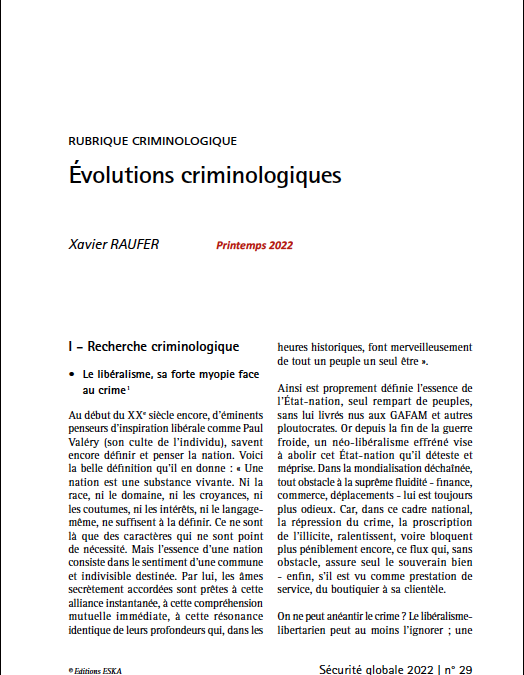 Évolutions criminologiques