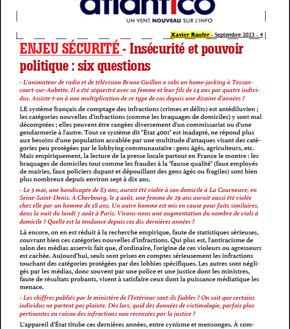 ENJEU SÉCURITÉ – Insécurité et pouvoir politique : six questions