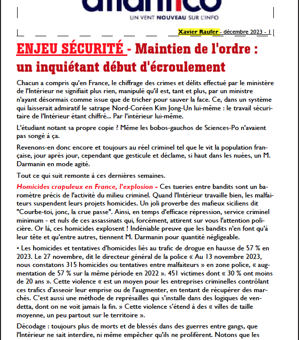 ENJEU SÉCURITÉ – Maintien de l’ordre : un inquiétant début d’écroulement