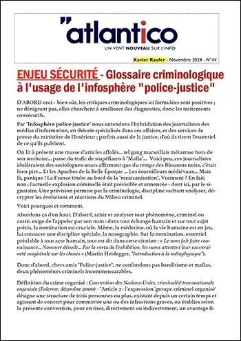 ENJEU SÉCURITÉ – Glossaire criminologique à l’usage de l’infosphère « police-justice »