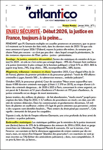 ENJEU SÉCURITÉ – Début 2026, la justice en France, toujours à la peine…