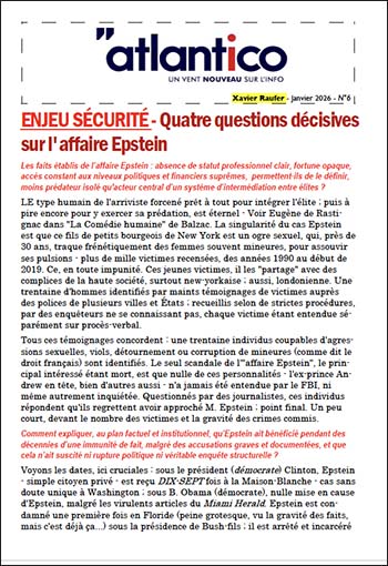 ENJEU SÉCURITÉ – Quatre questions décisives sur l&rsquo;affaire Epstein