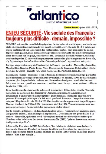 ENJEU SÉCURITÉ – Vie sociale des Français : toujours plus difficile – demain, impossible ?